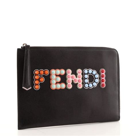 fendi flat logo clutch|Fendi clutch for sale.